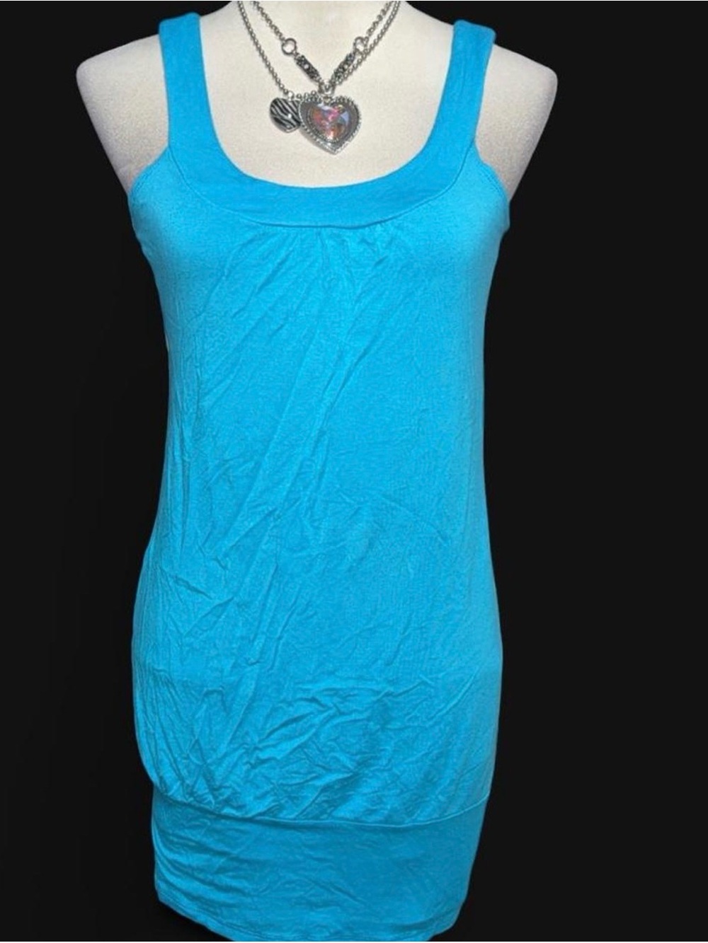 Classic Scoop Neck Mini Dress in Turquoise Y2K
